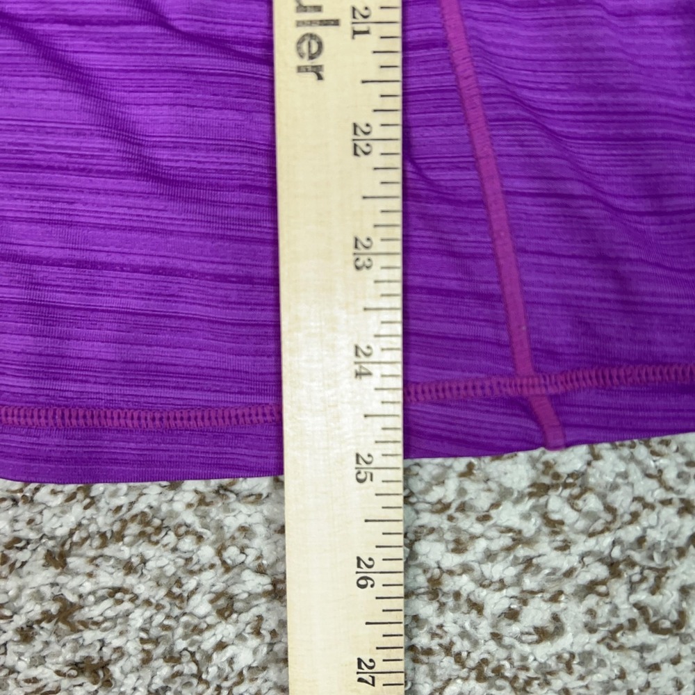 Athleta Shirt Womens Medium Purple Striped UPF Zip Hooded Running Gym Workout - Picture 11 of 11